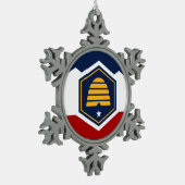 Pewter Snowflake Ornament with Utah Flag (Links)