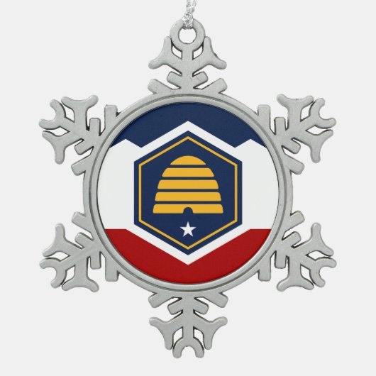 Pewter Snowflake Ornament with Utah Flag (Vorderseite)