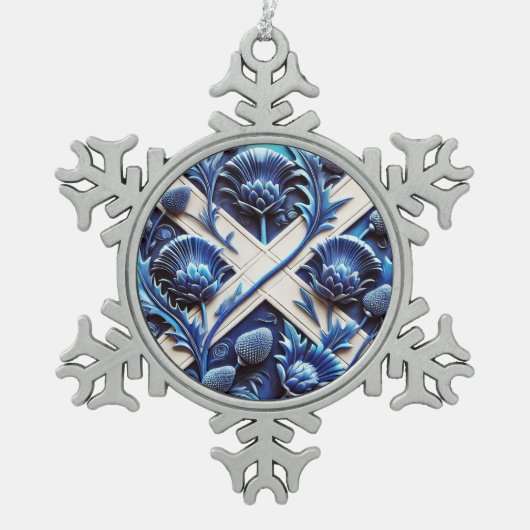 Pewter Snowflake Scottish Thistles Colors Schneeflocken Zinn-Ornament (Vorderseite)