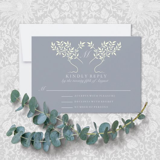 Pewter Tree of Life Wedding RSVP Karte