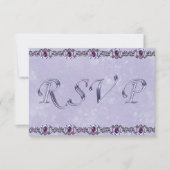 Pewter und Lila Jewel Wedding RSVP Karte (Vorderseite)