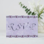 Pewter und Lila Jewel Wedding RSVP Karte (Stehend Vorderseite)