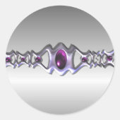 Pewter und Lila Jewel Wedding Runder Aufkleber (Vorderseite)