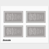 Pewter Wedding Wine Bottle Monogram Fevor Labels Rechteckiger Aufkleber (Blatt)