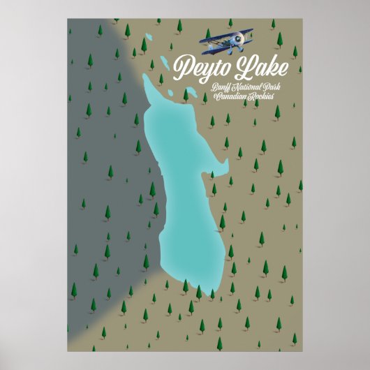 Peyto See Canadian Rockies map Poster (Vorne)