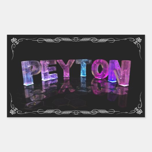 Peyton - Der Name Peyton in 3D Lights (Foto) Rechteckiger Aufkleber (Vorderseite)