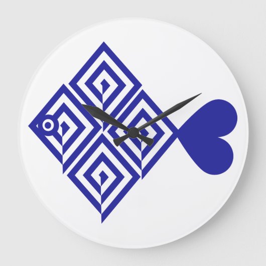 Pez azul abstracto große wanduhr (Vorderseite)