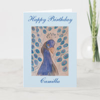 Pfacock Blue Birthday Card