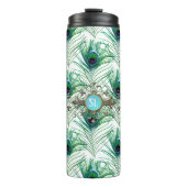 Pfacock Mit Monogramm Gemstone Thermosbecher (Vorderseite)