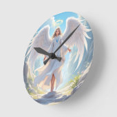 Pfad der Gnade: Engel des Friedlichen Aufstiegs Runde Wanduhr (Winkel)