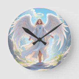 Pfad der Gnade: Engel des Friedlichen Aufstiegs Runde Wanduhr