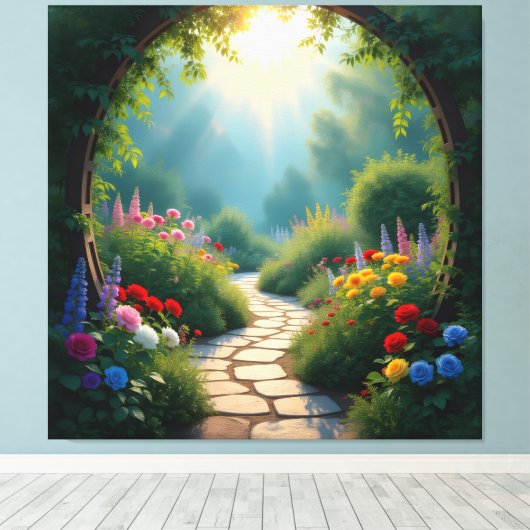 Pfad der Rosen Leinwanddruck (Insitu (Holzboden))