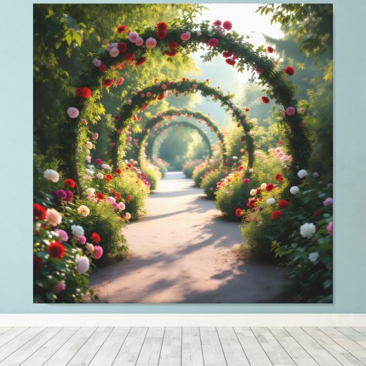 Pfad der Rosen Leinwanddruck (Insitu (Holzboden))