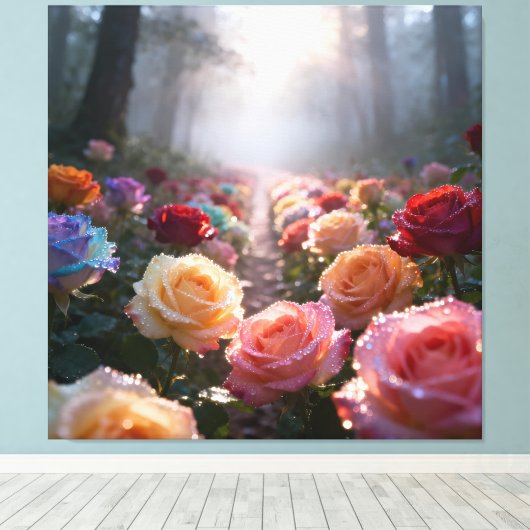 Pfad der Rosen Leinwanddruck (Insitu (Holzboden))