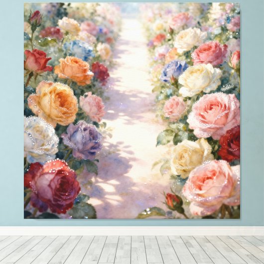 Pfad der Rosen Leinwanddruck (Insitu (Holzboden))