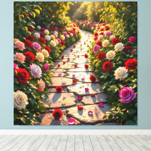 Pfad der Rosen Leinwanddruck (Insitu (Holzboden))