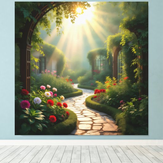 Pfad der Rosen Leinwanddruck (Insitu (Holzboden))