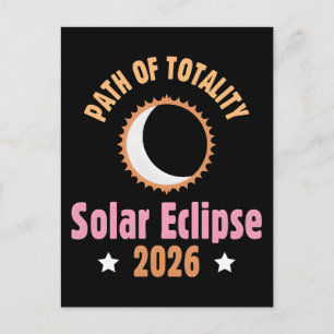 Pfad der totalen Sonnenfinsternis 2026 Feiertagspostkarte