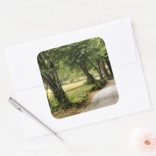 Pfad im Land Quadratischer Aufkleber (Umschlag)