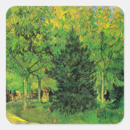 Pfad im Park Arles mit Walkers - Van Gogh Quadratischer Aufkleber