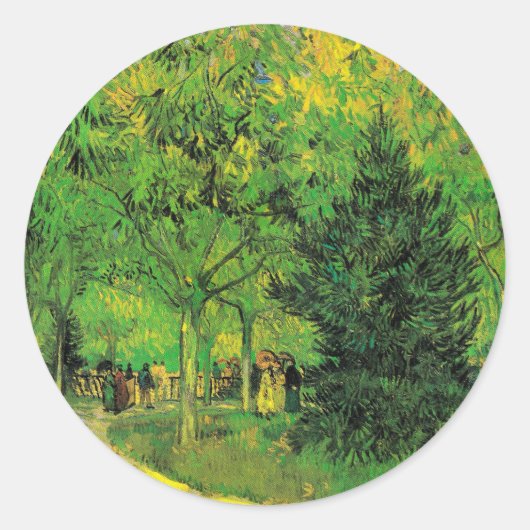 Pfad im Park Arles mit Walkers - Van Gogh Runder Aufkleber (Vorderseite)