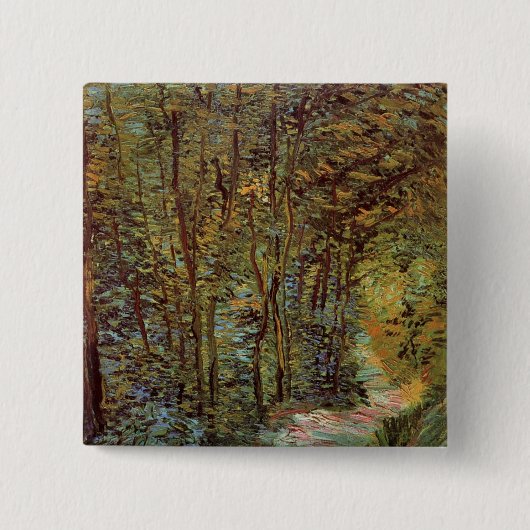 Pfad im Wald von Vincent van Gogh Button (Vorderseite)