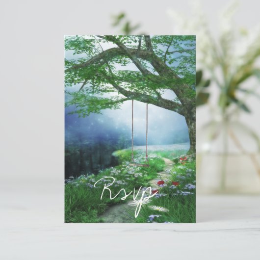 PFAD ZUM FEIERN VON WOODLAND STREAM WEDING RSVP (Stehend Vorderseite)