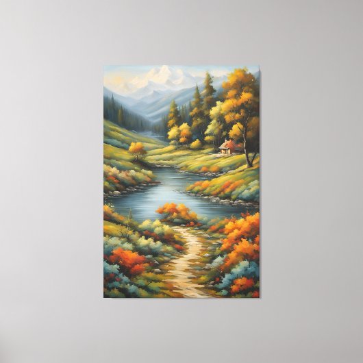 Pfad zur Ruhe: Berghütte Leinwanddruck (Vorderseite)