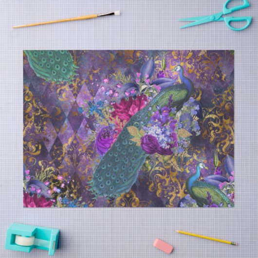 Pfand und Blume auf Lila Entkoppelung Seidenpapier (Basteln)