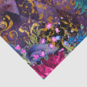 Pfand und Blume auf Lila Entkoppelung Seidenpapier (Detail)