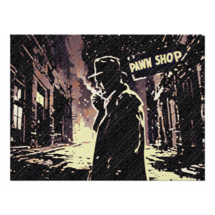 Pfandleihe Retro Urbaner Rauher Pop-Art-Stil  Poster