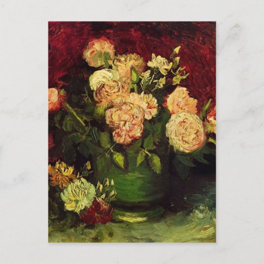 Pfanne von Peonies und Rose, Vincent van Gogh Postkarte (Vorderseite)