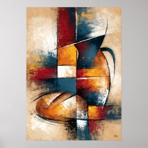 Pfanne zu Tsubo Abstrakte Stilleben mit Brotglasur Poster