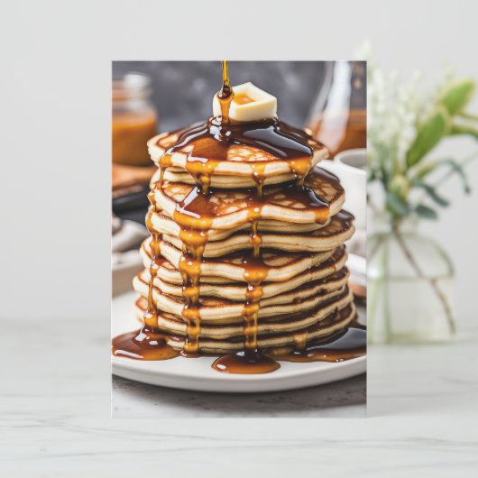 Pfannenstack mit Tropfersirup Einladung (Stehend Vorderseite)