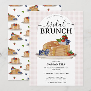Pfannkuchen Beeren Brunch Rosa Karo Junggesellinne Einladung