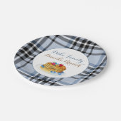Pfannkuchen-Brunch-Karohemd Pappteller (Schrägansicht)