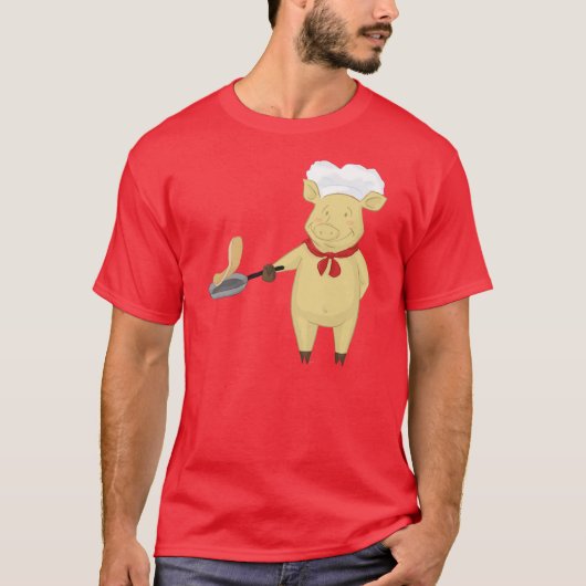 Pfannkuchen, der Schwein-Koch umdreht T-Shirt (Vorderseite)