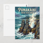 Pfannkuchen-Felsen Neuseeland Postkarte (Vorne/Hinten)