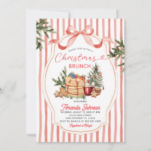 Pfannkuchen-Festtagsparty-Weihnachtsbrunch mit rot Einladung