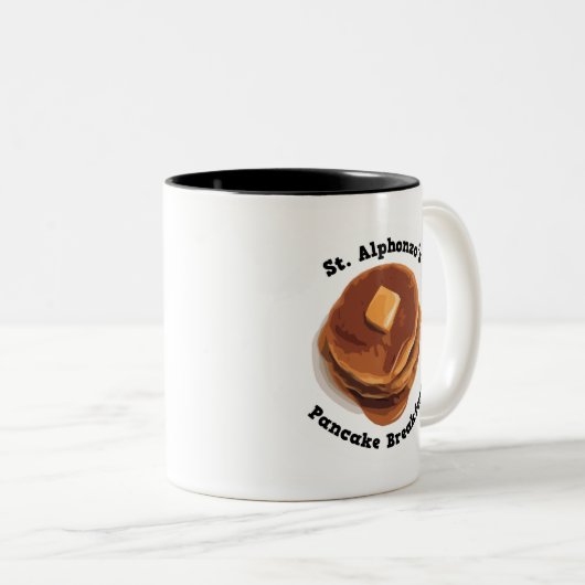 Pfannkuchen-Frühstückskaffee St. Alphonzos oder Zweifarbige Tasse (VorderseiteRechts)