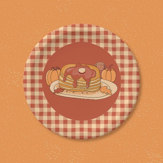 Pfannkuchen - Herbst-Buffalo-Karomuster-Papiertell Pappteller