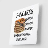 Pfannkuchen machen jede Stunde einen glücklichen P Quadratische Wanduhr (Winkel)