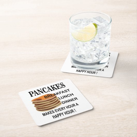 Pfannkuchen machen jede Stunde einen glücklichen P Rechteckiger Pappuntersetzer (Vor Ort)