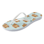 Pfannkuchen mit Ahornsirup und Punkt-Muster Badesandalen (Schrägansicht)