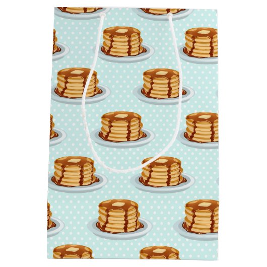 Pfannkuchen mit Ahornsirup und Punkt-Muster Mittlere Geschenktüte (Rückseite)