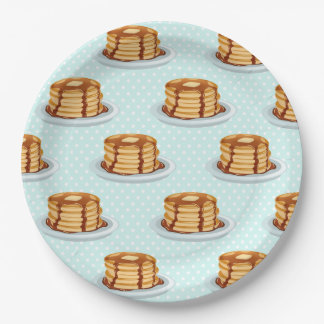Pfannkuchen mit Ahornsirup und Punkt-Muster Pappteller