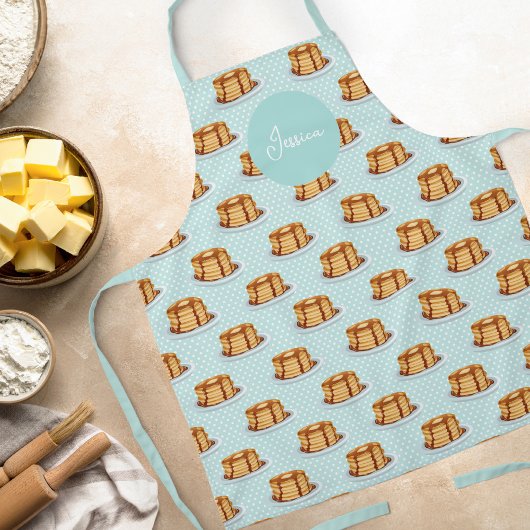 Pfannkuchen mit Ahornsirup und Punkt-Muster Schürze