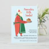 Pfannkuchen mit Brunch im Santa Holiday Einladung (Stehend Vorderseite)