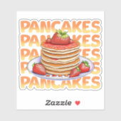 Pfannkuchen mit Erdbeeren am oberen Cartoon Aufkleber (Blatt)