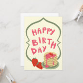 Pfannkuchen mit Erdbeeren Happy Birthday Karte (Vorderseite/Rückseite Beispiel)